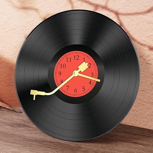 12 Vinyl Records Wall Decor, Vinyl Record Wall Clock, Unique Wall Clocks with Battery Operated (Battery Not Included) Music Decor and Room Decor