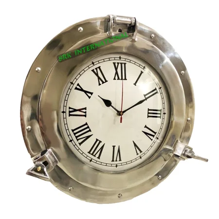 15 Antique Marine Brass Ship Porthole Clock Nautical Wall Mounted Clock Home.
