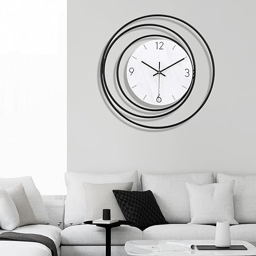 16inch Decorative Wall Clock,Silent Non-Ticking Quality Quartz Movement Battery Operated,Large Wall Clocks for Living Room,Kitchen,Home,Bathroom,Bedroom Wall Decor,White Clock Face