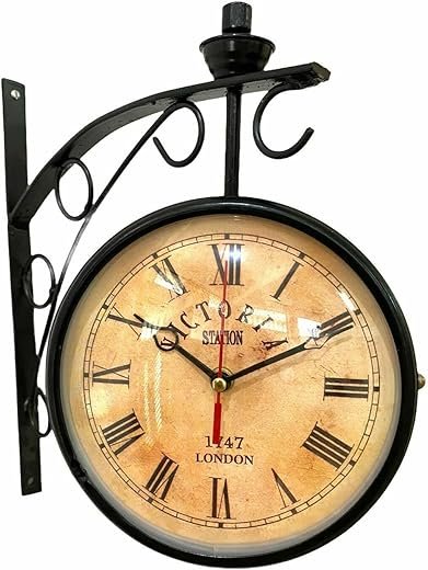 1747 London Victoria Station Double Sided Wall - 6 Inch Nautical Iron Round Station Clock - Antique Table Clock For Bed Room/Living Room-Home & Decor Item