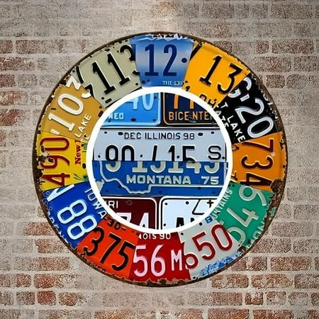 1pc-License Plate Clock Face Vintage Metal Aluminium Sign (8x8 Inch/ 20x20 Cm), Vintage Plaque Decor, Hanging Plaque, Wall, Room, Home, Restaurant, Bar, Cafe, Door, Courtyard, Garage Decor