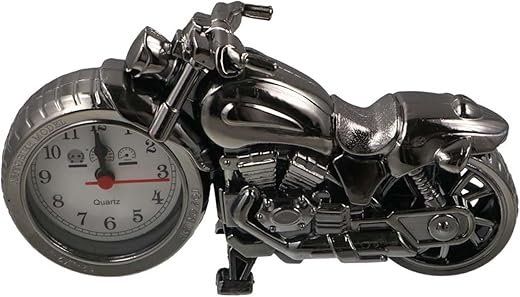 1PC Black Vintage Motorcycle Alarm Clock, Motorbike Style Desk Time Clock, Bedside Clock Room Home Decor for Children