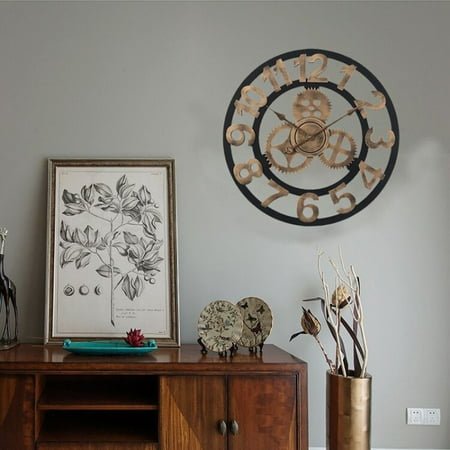 1Pc Garden Wall Clock Large Outdoor Decoration Open Face Wall Hanging Home Decor Gold Arab Fangkenuo