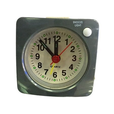 1 Pcs Gray Quartz Bedside LED Desk Sweep Travel Portable Plastic Mini Alarm Clock Silent, Built-in Light and Snooze
