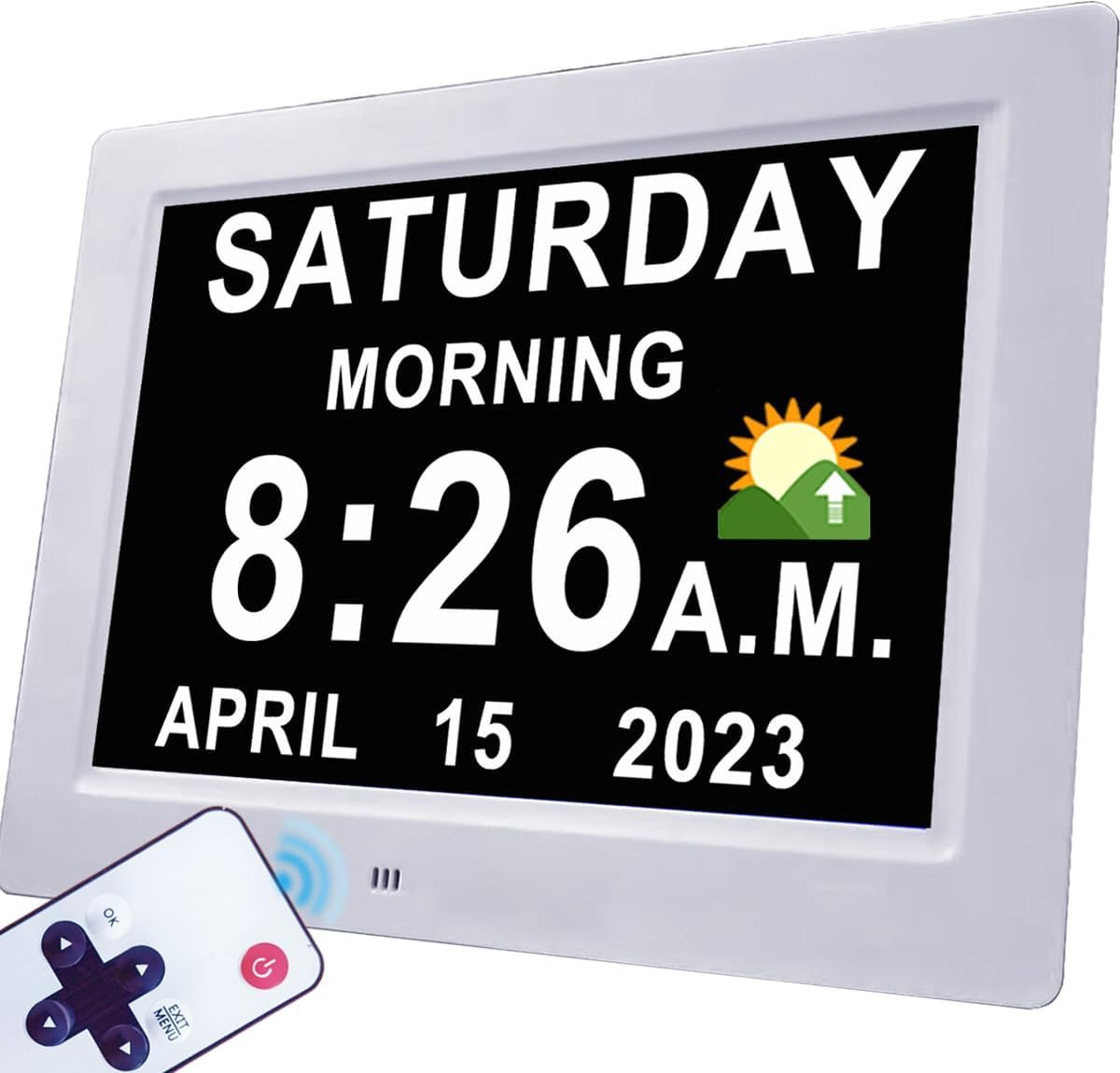 【2025 New】19 Alarms Digital Clock with Auto DST, Talking Time, 20 Custom Reminders, 10-Level Auto Dimmer, Sleep Trainer, Day Date Calendar Clock for Seniors Dementia Alzheimers'- 7 Inch with Remote