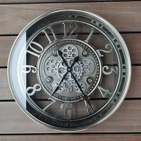 21 Inch Moving Gear Wall Clock Modern, Large Vintage Industrial Steampunk Wall Clocks for Living Room Decor,Gunmetal Arabic Numeral