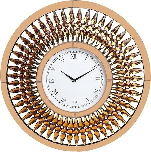 24 Inch Large Wall Clock Boho, Retro Roman Numeral, Silent Wall Clocks Non Ticking, Big Wall Clocks for Living Room/Home/Kitchen/Bedroom/Office Decor, 60cm Vintage Wall Clock