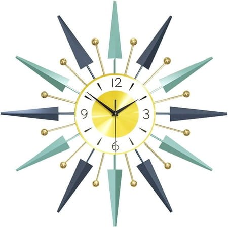 24 Inch Wall Clock,Wall Clock Large for Living Room Decor,Starburst Clock,Big Mid-Century Modern Decor,Non-Ticking Retro Wall Clock for Bedroom