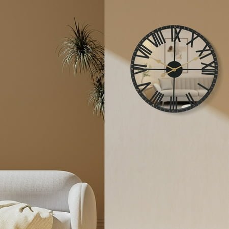 24 Large Wall Clock Metal Retro Roman Numeral Clock for Living Room Decorations