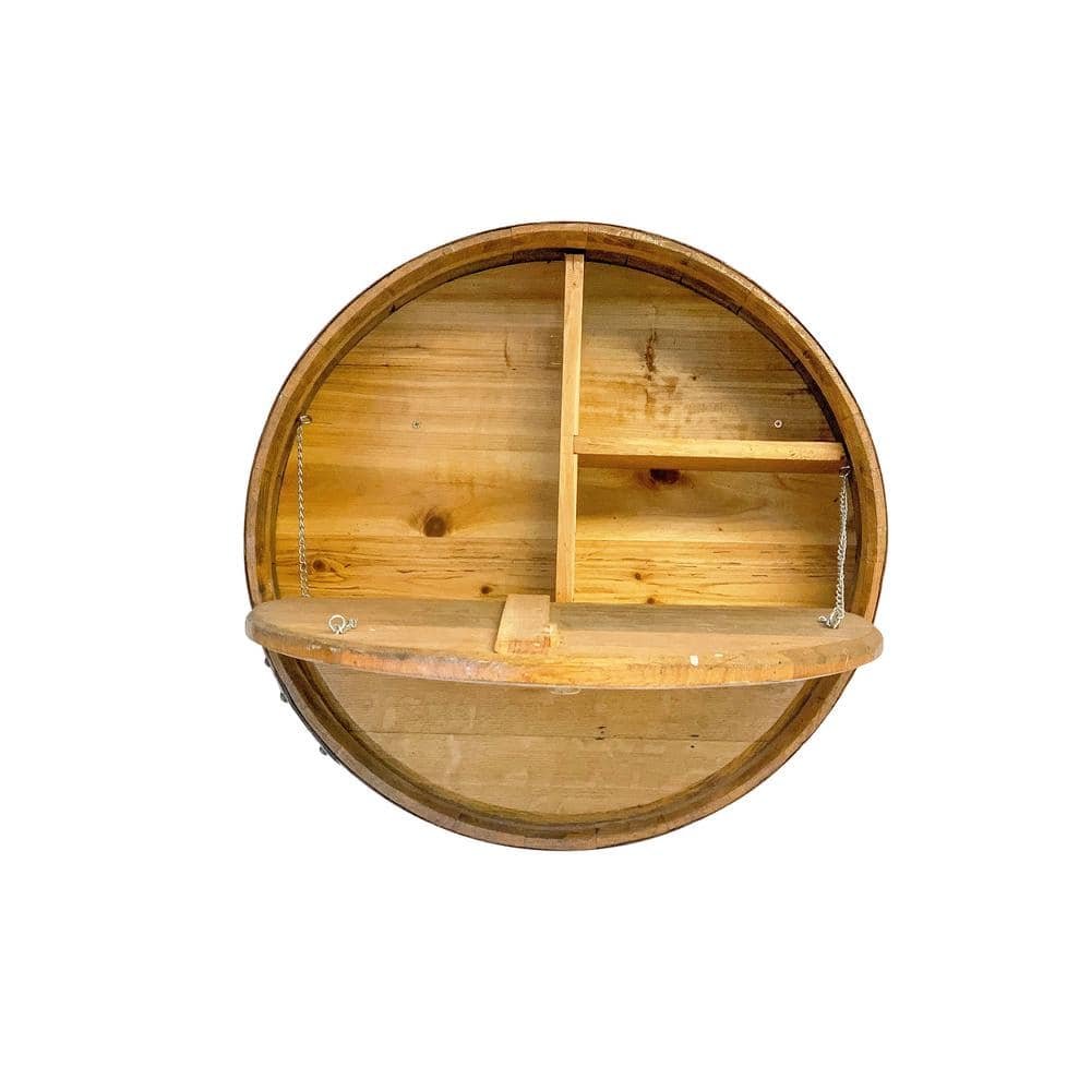 25 in. W x 9 in. D Lacquer Wine Barrel Head Bar...