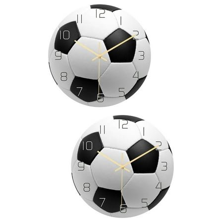 2 Count Wall Clock Soccer Wall Decorative Clock Office 30x30x4cm