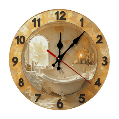2D Bathroom Decor Onyx Clock Wall Clock 10-Inch Wooden Wall Clock, Silent Movement, Battery Operated (AA Not Included), Artistic Home Decor, Ideal for Home Accents.Entryway Decor Unique Gift