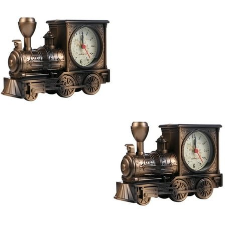 2pcs Train Alarm Clock Luxury Retro Style Alarm Clock Novelty Unique Table Desk Clock