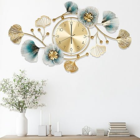 33x19Silent Large Wall Clock – Battery Operated Decorative Metal Clock for Living Room, Bedroom, Kitchen or Gift