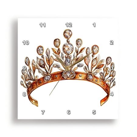 3dRose, Glam Image Of Watercolor Image Of Diamond Tiara, 13x13 Wall Clock