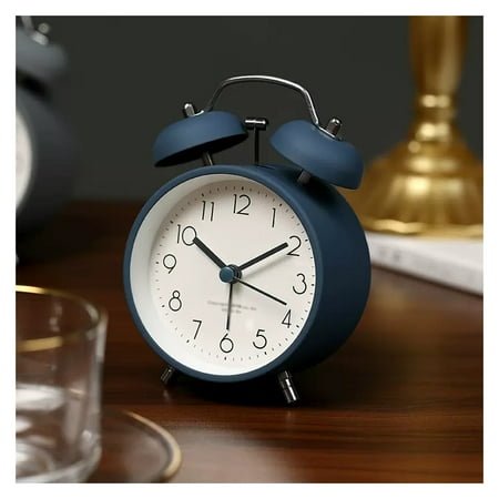3 inch Super Silent Non-Ticking Twin Bell Alarm Clock with Backlight,No Snooze,Battery Operated,for Bedroom,Loud Bell for Heavy Sleepers