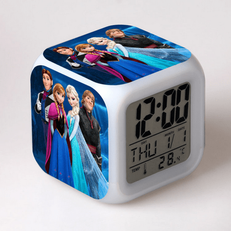 3＂LED Alarm Clock Frozen Pattern Desk Table Glowing Electronic Colorful Digital Clock for Girl Boy Kids Children Bedroom Toy Birthday Present Gift