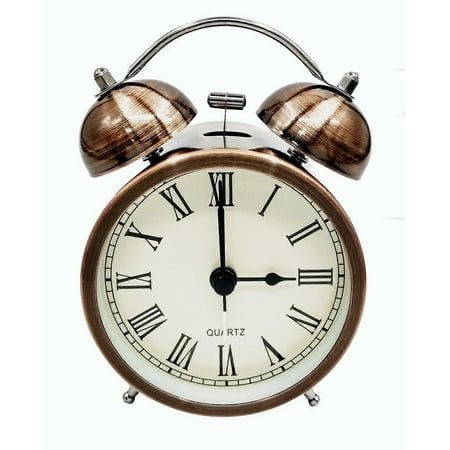 3 Vintage Retro Alarm Clock Analogue No Ticking Silent Double Bell Alarm Clock Quartz Battery Operated with Loud Alarm Night Light for Children