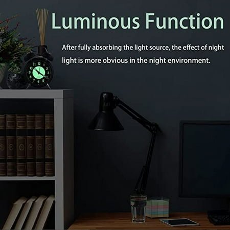 4 Analog Luminous Alarm Clock Twin Bell Silent Non-Ticking Quartz Battery Operated Loud with Backlight for Bedside Table Vintage Retro Style, Decorative Desk Clocks (Black)