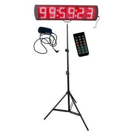 5-inch High Character Large Red Color LED Race Timing Clock with Tripod for Semi-Outdoor Countdown/up Timer Running Events