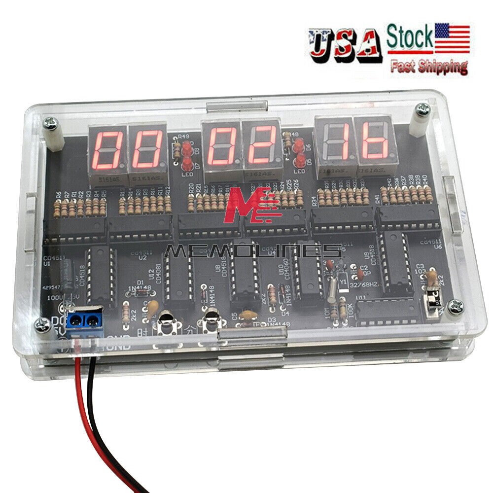 6-bit Digital Clock Circuit DIY Kit Electronic Clock Soldering Practice Kit USA