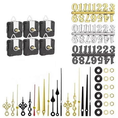 6Pcs 22mm Quartz DIY Wall Clock Movement Mechanism Kit with 8 Different Pairs Hand Diy 6 Numerals Set