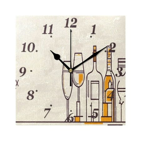 7.78in Artistic Beverage Display Square Wall and Table Clock Dual Use Vintage Design in Black or Gold