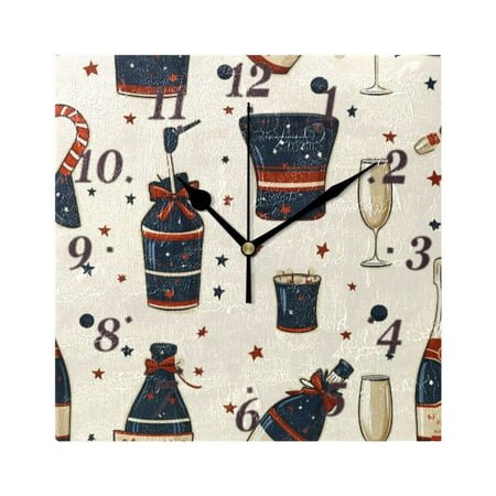 7.78in Party Themed Wine Square Wall and Table Clock Dual Use Vintage Design in Black or Gold