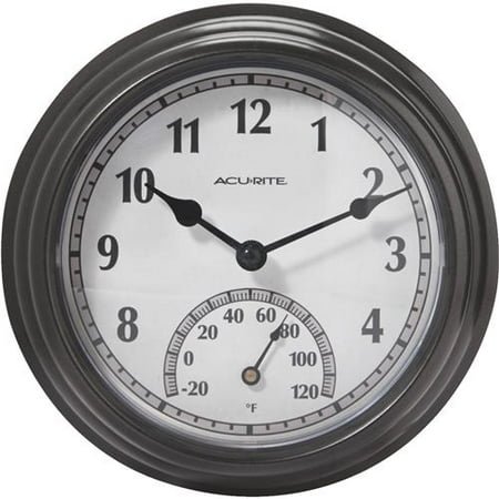 Acurite Wall Clock/Thermometer 8.5 DK SLV GRY CLK/THM, Each
