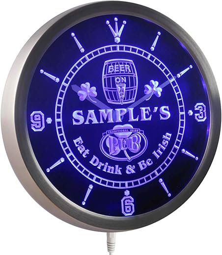 AdvPro ncpa-tm Irish Pub Shamrock Personalized Your Name Bar Pub Sign Neon LED Wall Clock