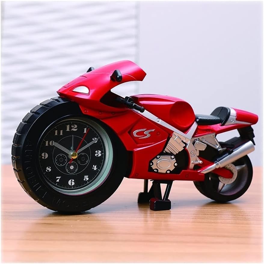 Alarm Clock Alarm Clock/Motorcycle Shape/boy/Child Clock/Creative/Good-Looking and Practical, Clock for Bedroom, Decoration/red，Yellow Alarm(Red)