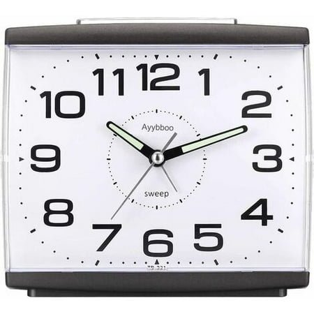 Alarm Clock Battery Operated Retro Silent Non-Ticking Alarm Clock, Large Dial Original Analog Quartz Alarm Clock Vintage Luminous Snooze Bedside Alarm Clock Black