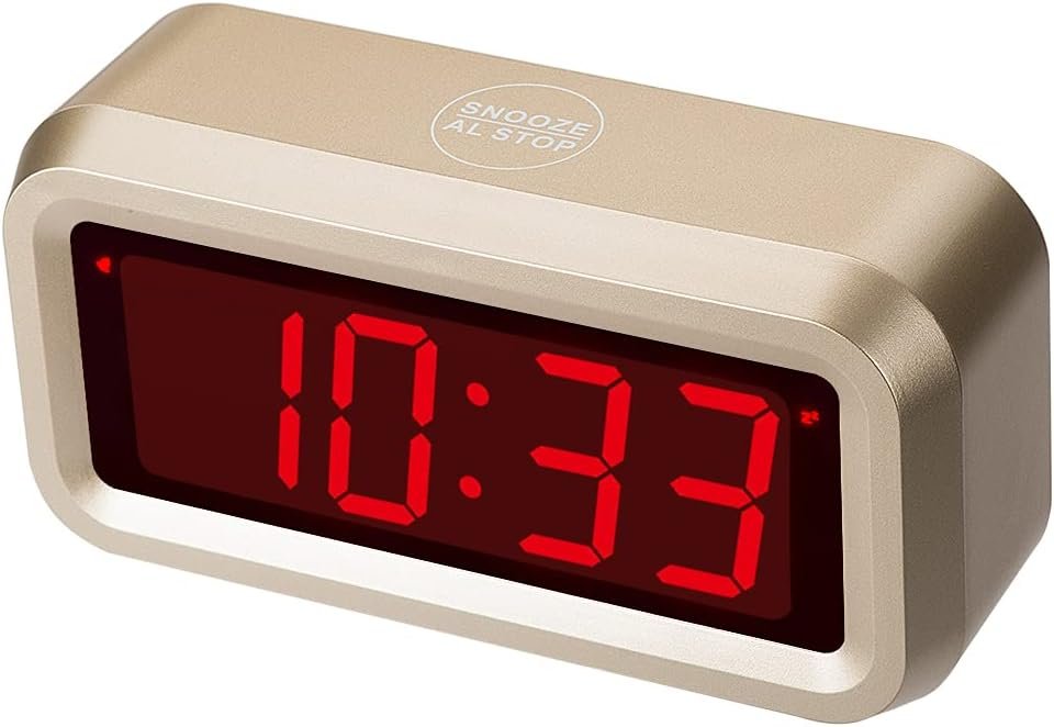 Alarm Clock for Bedrooms, LED Digital Clock Battery Operated Small Wall Clock with 3 Level Brightness Adjustable,Snooze,12/24Hr,1.2 Digital Display for Desk, Bebside,Table, Travel