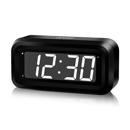 Alarm Clock, LED Digital Clock, Small Wall Clock, Battery Operated, Adjustable 3-Level Led Brightness, Dim Night Mode, 12/24Hr, Cordless, Constantly 1.2'' Digits Display for Bedroom/Travel