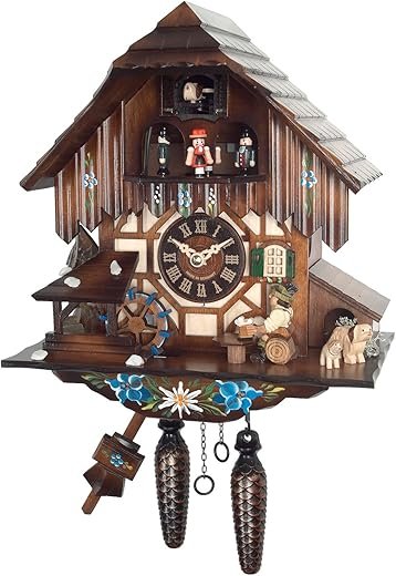 Alexander Taron Importer 464MT Engstler Weight-Driven Cuckoo Clock-Full Size-12.5 H x 11 W x 7 D, Brown