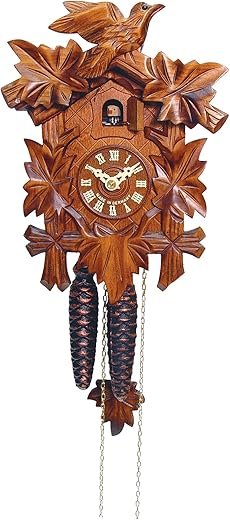 Alexander Taron Importer 522-1 Engstler Weight-Driven Cuckoo Clock-Full Size-9.25 H x 6.75 W x 6 D, Brown