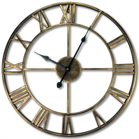 American and European Style Retro Creative Clock Metal Iron Art Roman Wall Clock Living Room Decorative Wall Hangings Clock