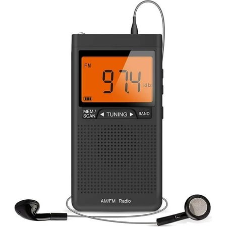 AM/FM Walkman Radio, Pocket Transistor Radio with Big Digital Screen, Battery Operated Portable Radio, Sleep Timer and Alarm Clock for Jogging,Walking Grey