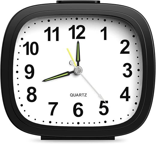 AMIR Analog Alarm Clocks for Bedrooms, Ugraded 4'' Super Silent Non Ticking Battery Operated Small Analog Clock, Ascending Beep Sounds Snooze Light Functions Loud Alarm Clock for Heavy Sleepers