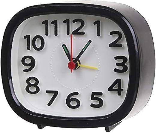 Analog Alarm Clocks for Bedrooms, Digital Alarm Clock for Kids Silent Alarm Clock Wall Clock Decor Wind up Clock Compact Alarm Clock Travel Home Decoration Small Clock, Black, US0017