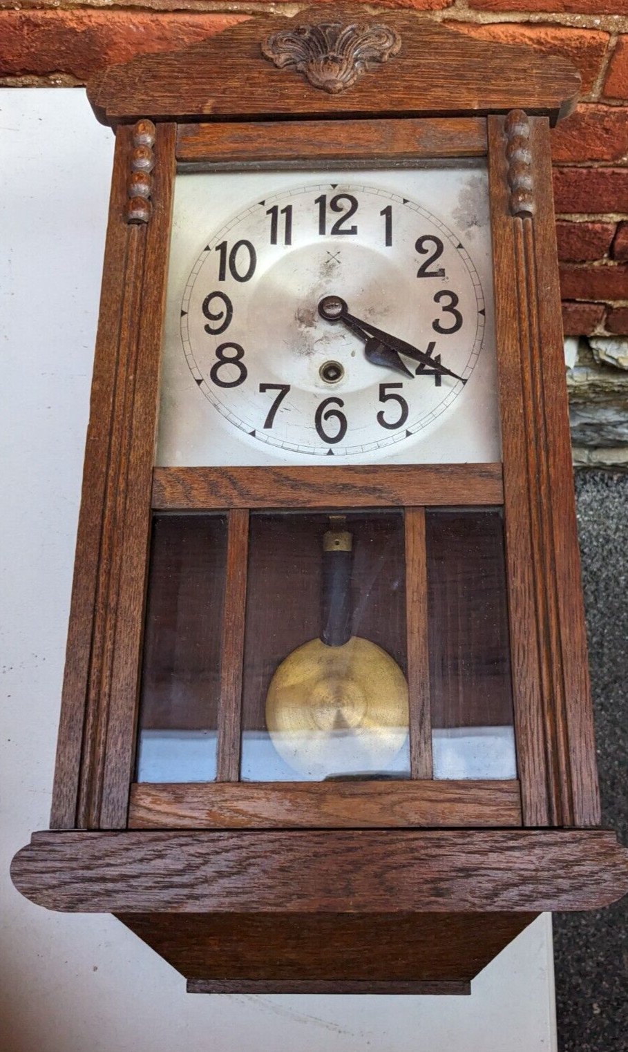 Antique Oak Striking Pendulum Wall Clock By HAC Hamburg American Clock Co German