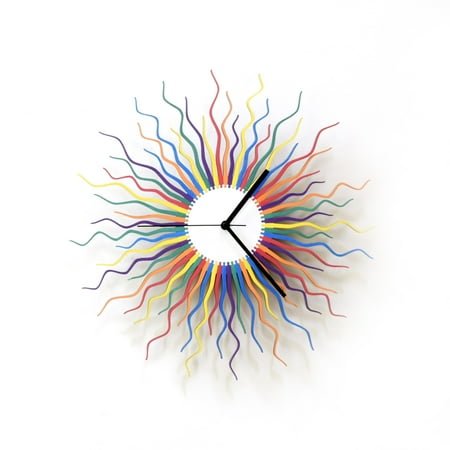 Ardeola - Medusa Rainbow - 16 in Analog Battery Powered Bohemian Boho Sunburst Wall Clock