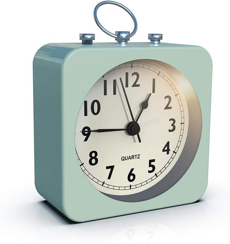 AYRELYยฎ Battery Operated Alarm Clock with Square Metal Case,No Ticking Analog Qu
