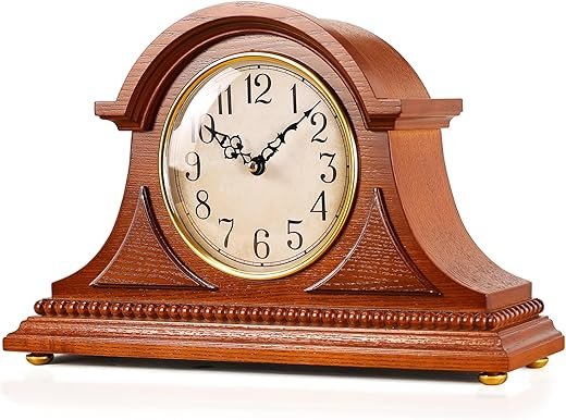 AYRELY® Grandfather Mantel Clock with Hour/Quarter-Hour Chime, Elegant Wooden Frame, Table Clocks Battery Operated, Desk Shelf Vintage Clock for Living Room,Home Decor Gift