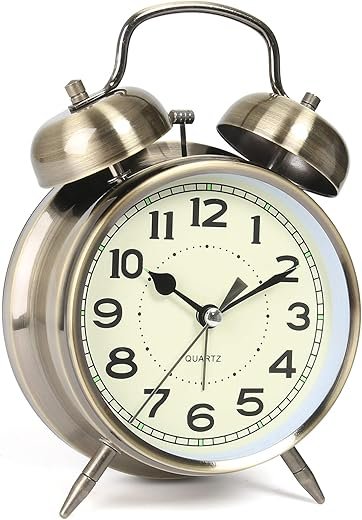 AYRELY® Super Loud Alarm Clock for Heavy Sleepers Adults,Twin Bell Retro 4 Inch Silent Non-Ticking Quartz with Backlight, Alarm Clocks for Bedrooms,Bedside,Study Room