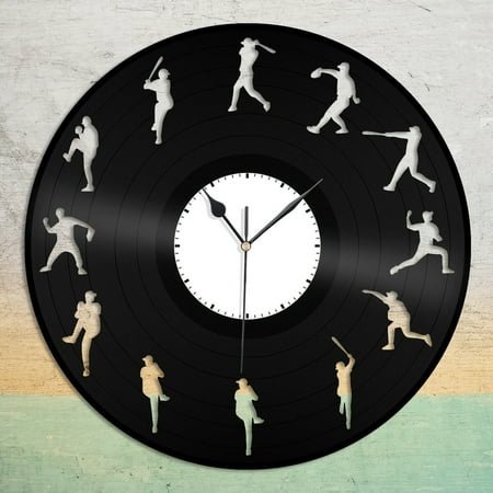 Baseball Players Vinyl Wall Clock Sports Lovers Gift Home Room Office Decoration Vintage Design Office Bar Room Home Decor