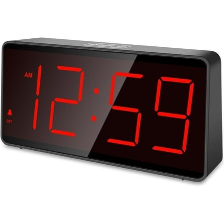 Battery Operated Digital Clock, Alarm Clock for Bedrooms - Cordless Large Big Numbers 4 Dimmers for Seniors, Adjustable Volume Loud Alarm Clock for Heavy Sleepers Adults (Green Digits)