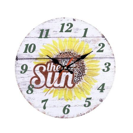Bdday Clocks for Bedroom 30cm European Retro Rustic Sunflower Wall Clock Home Living Room Decoration Wall Clock Back To School Decorations
