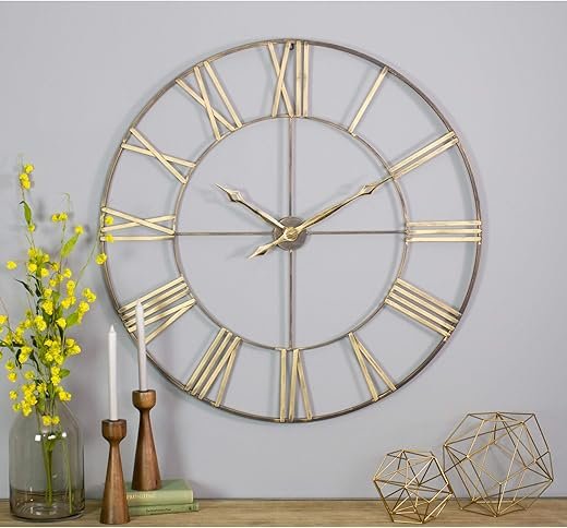 Bedford Round Metal Wall Clock, Golden Graphite