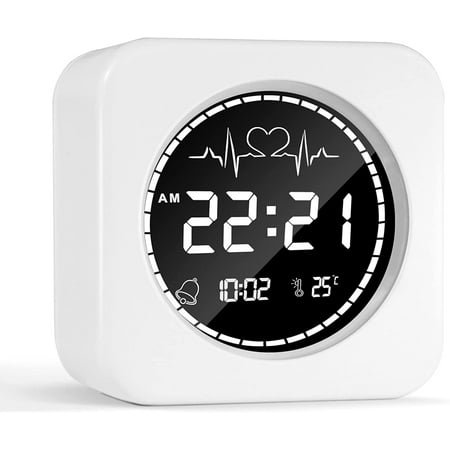 Betus Digital Travel Alarm Bedside Clock - Auto Dimmable Backlight for Distraction-Free Sleep - Silent and Compact Design - Heartbeat Animation Temperature and Snooze Function